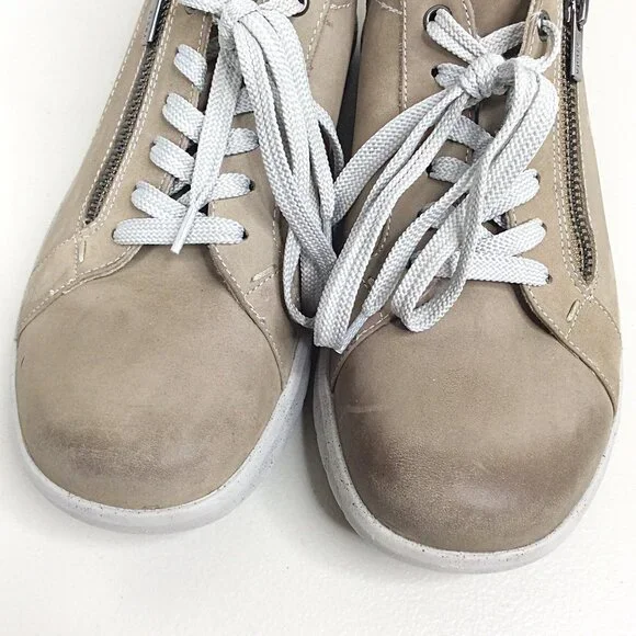 Ziera Solar Taupe Leather Comfort Sneaker Shoes Size 40 / 9.5 Zip Super Comfort - Picture 4 of 9